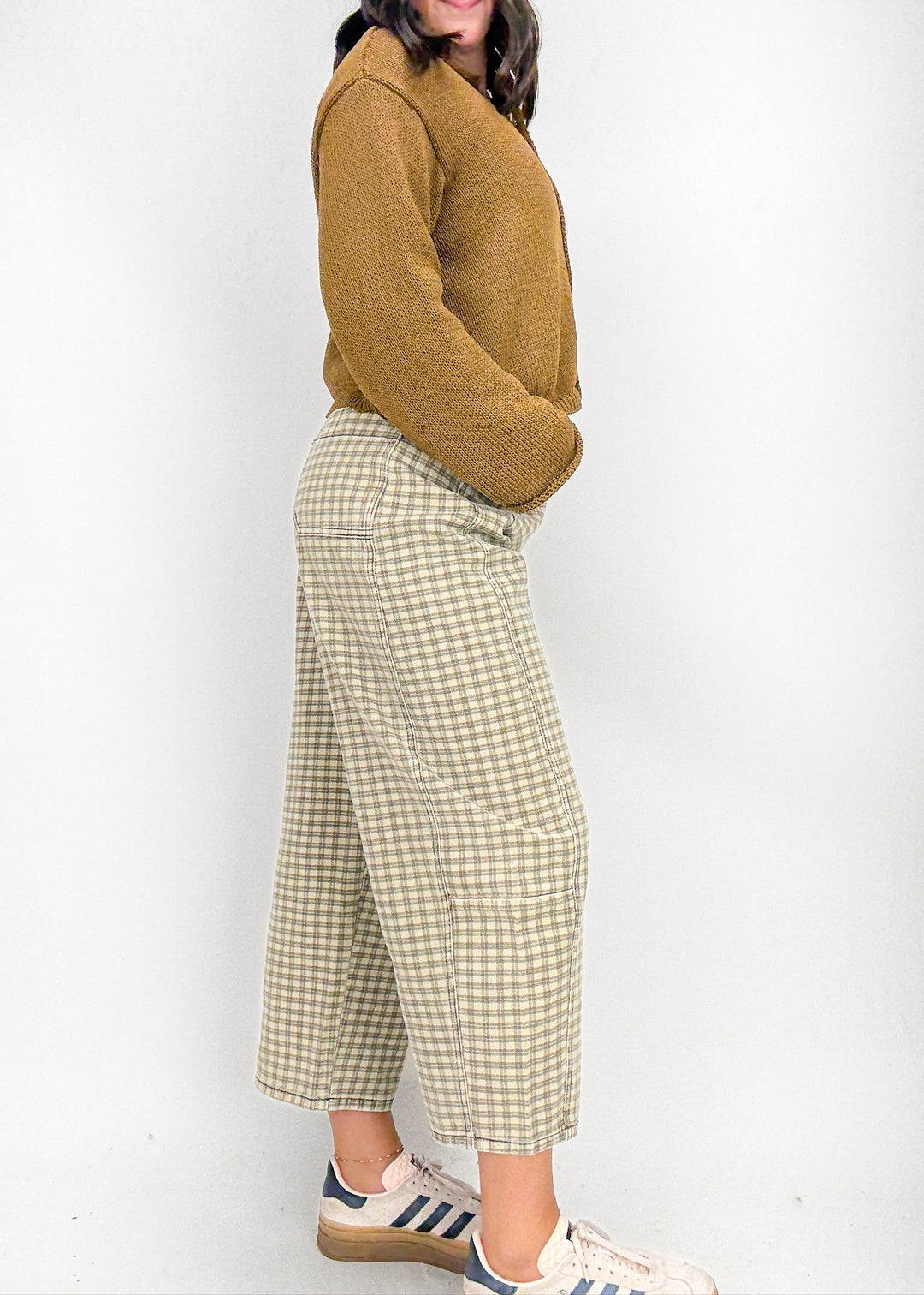 Camryn Checkered Barrel Pants