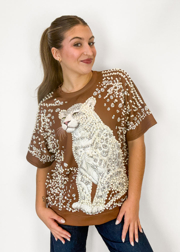 Rory Leopard Pearl Oversized Top