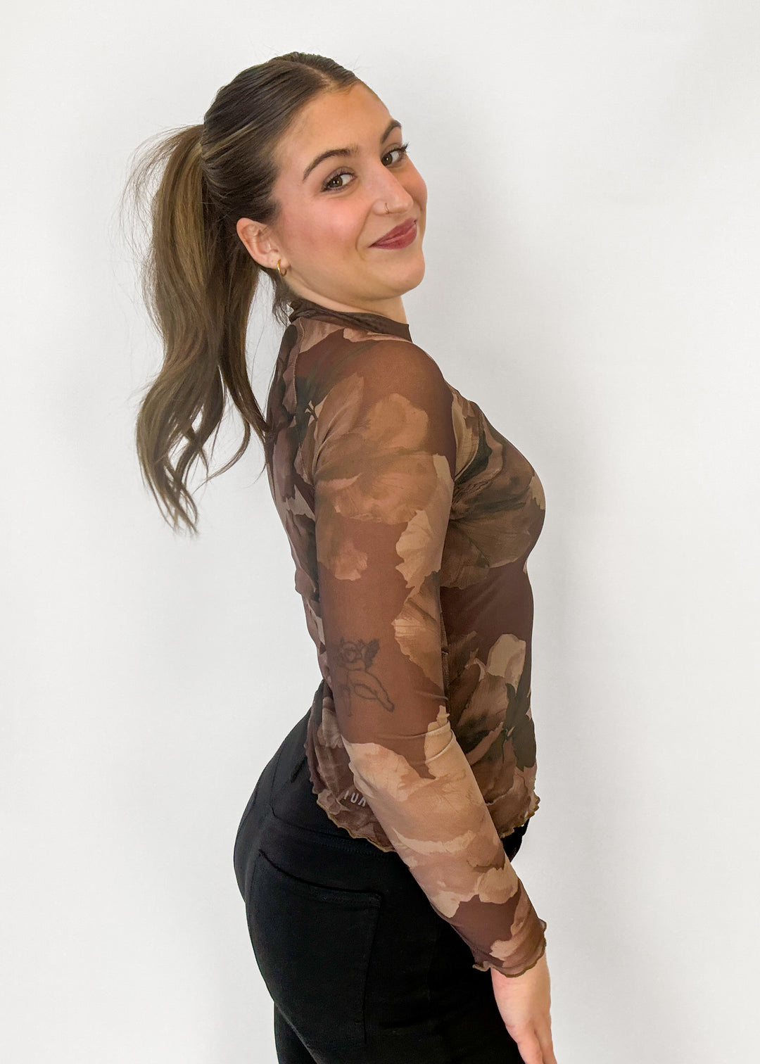 Zora Mesh Long Sleeve Mesh Top