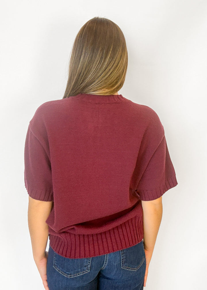 Allison Asymmetrical Hem Sweater - Burgundy
