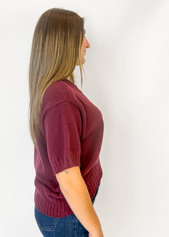 Allison Asymmetrical Hem Sweater - Burgundy