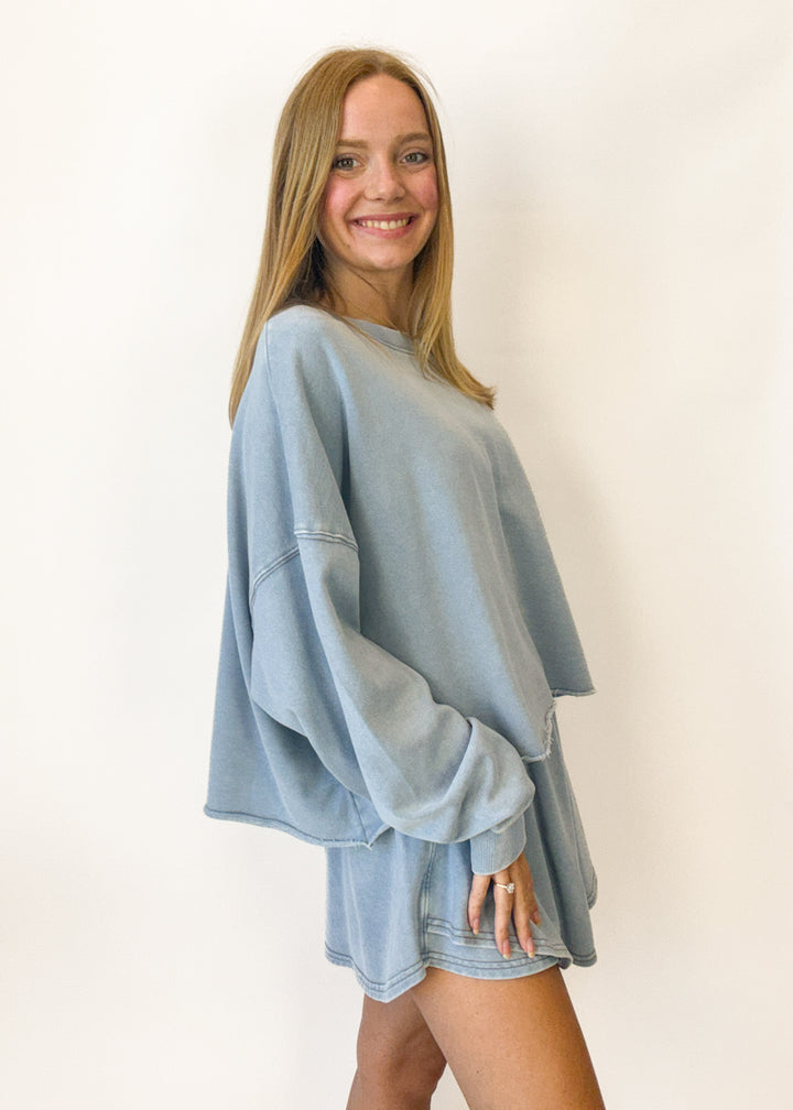 Audrey Knit Denim Sweatshirt