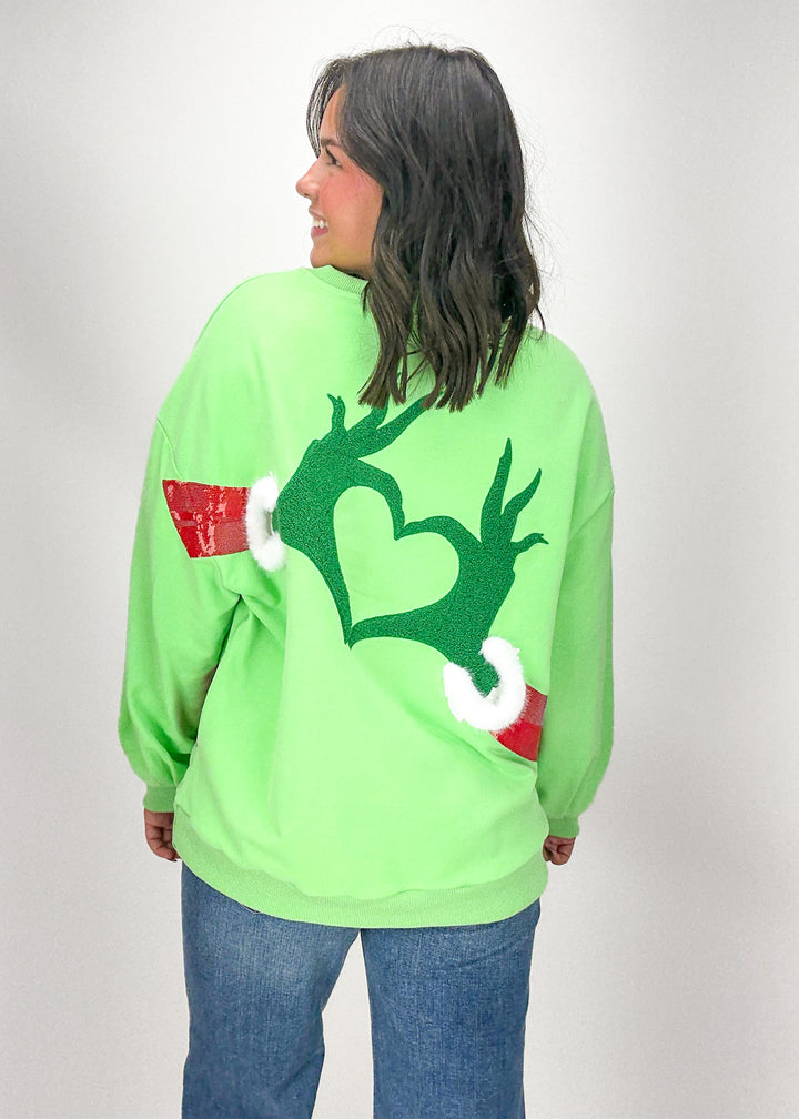 Queen of Sparkles Grinch Heart Sweatshirt
