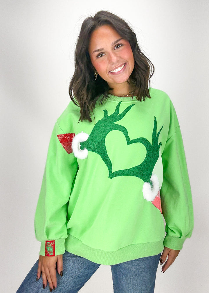 Queen of Sparkles Grinch Heart Sweatshirt