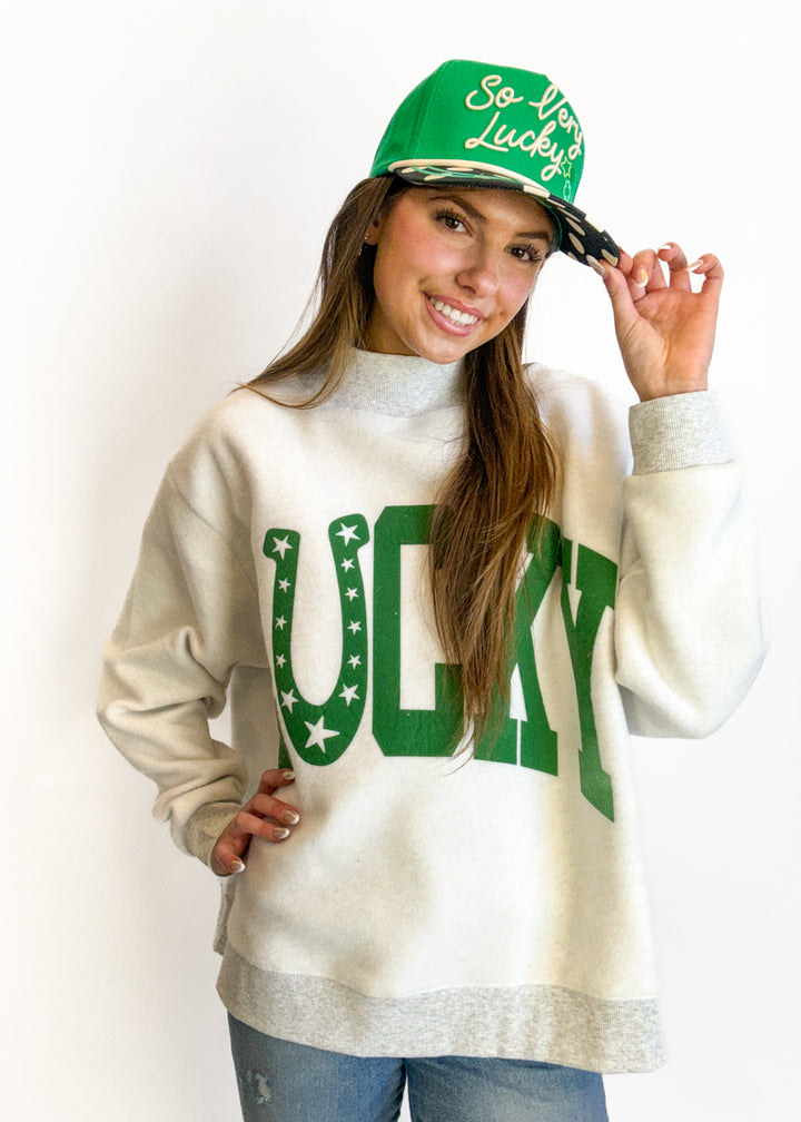Lucky 2-Sided Mock Neck Sweatshirt