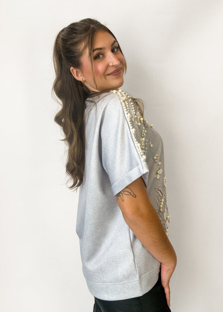 Carrie Leopard Pearl Top