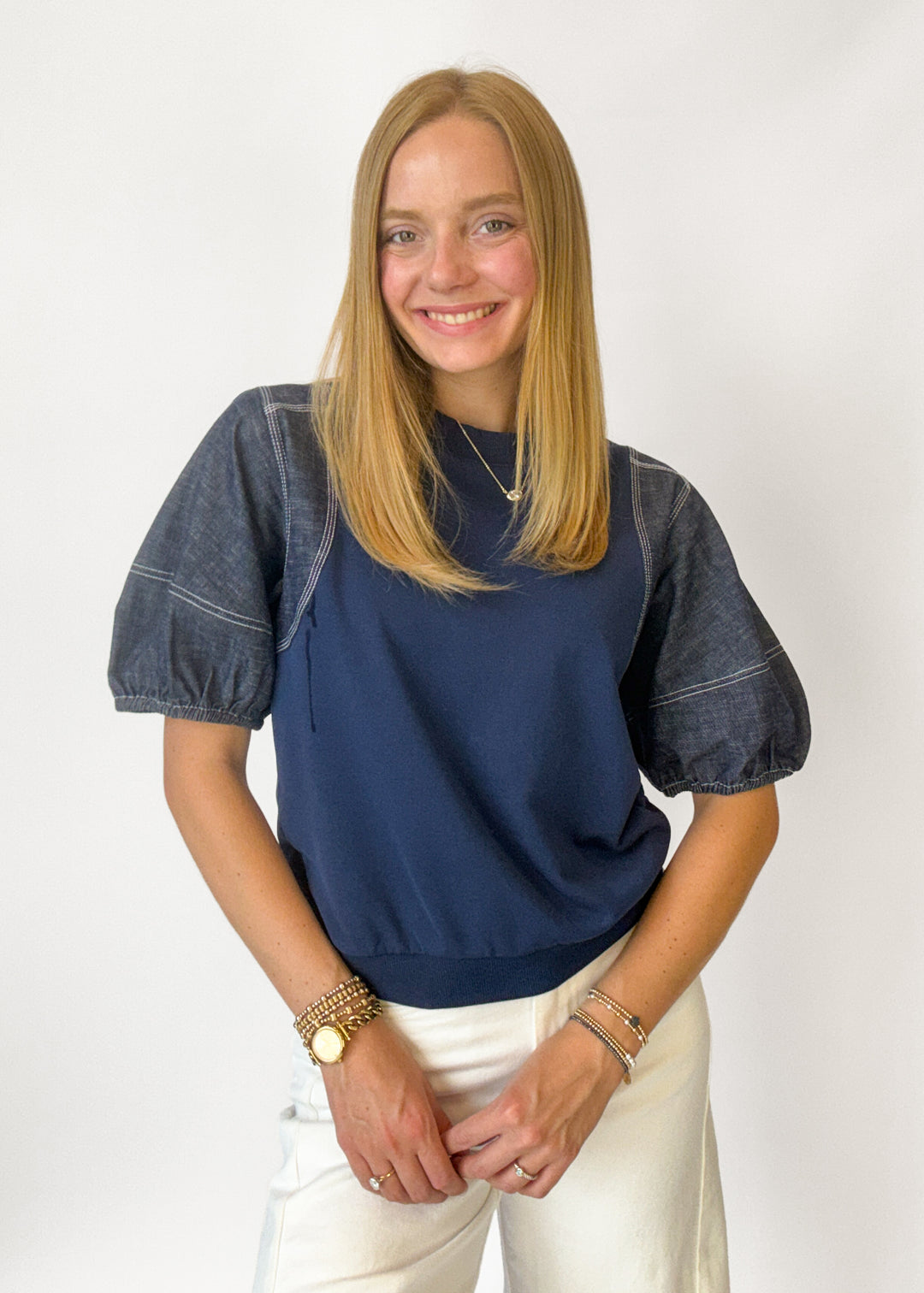 Judy Denim Sleeve Top