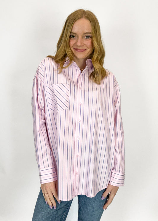 Margie Striped Button Down - Pink