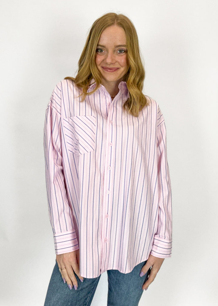 Margie Striped Button Down - Pink