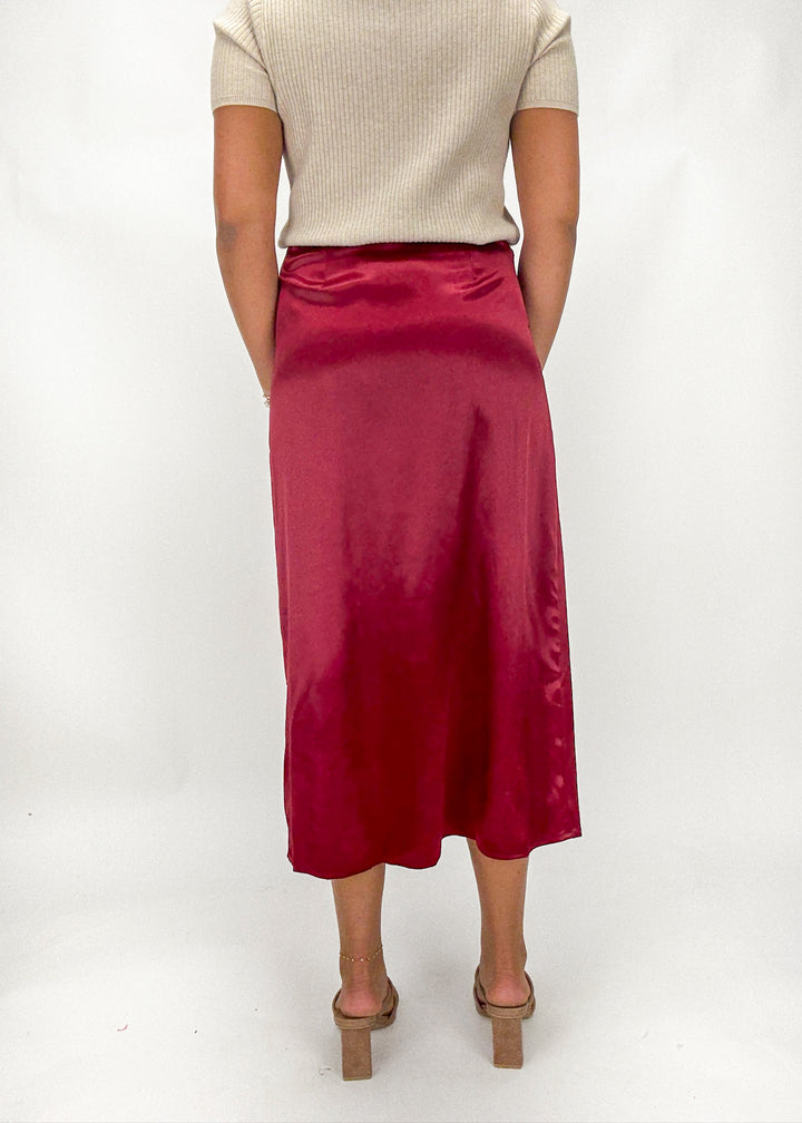 Mila Satin Midi Skirt