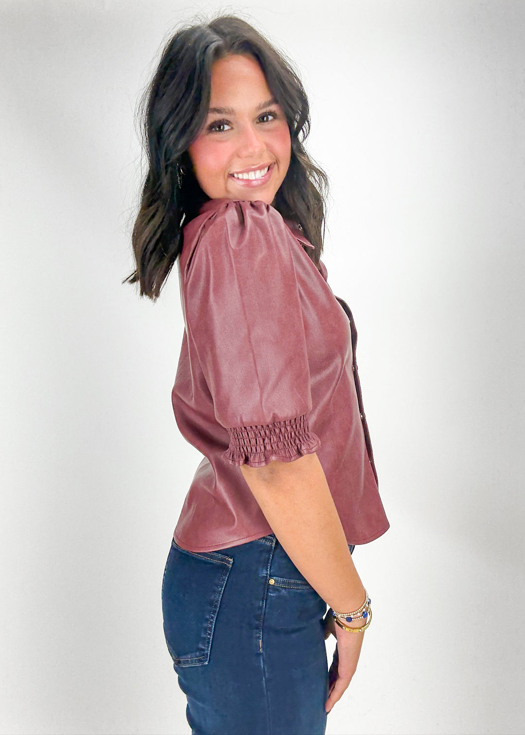 Dolce Cabo Marigold Faux Leather Top