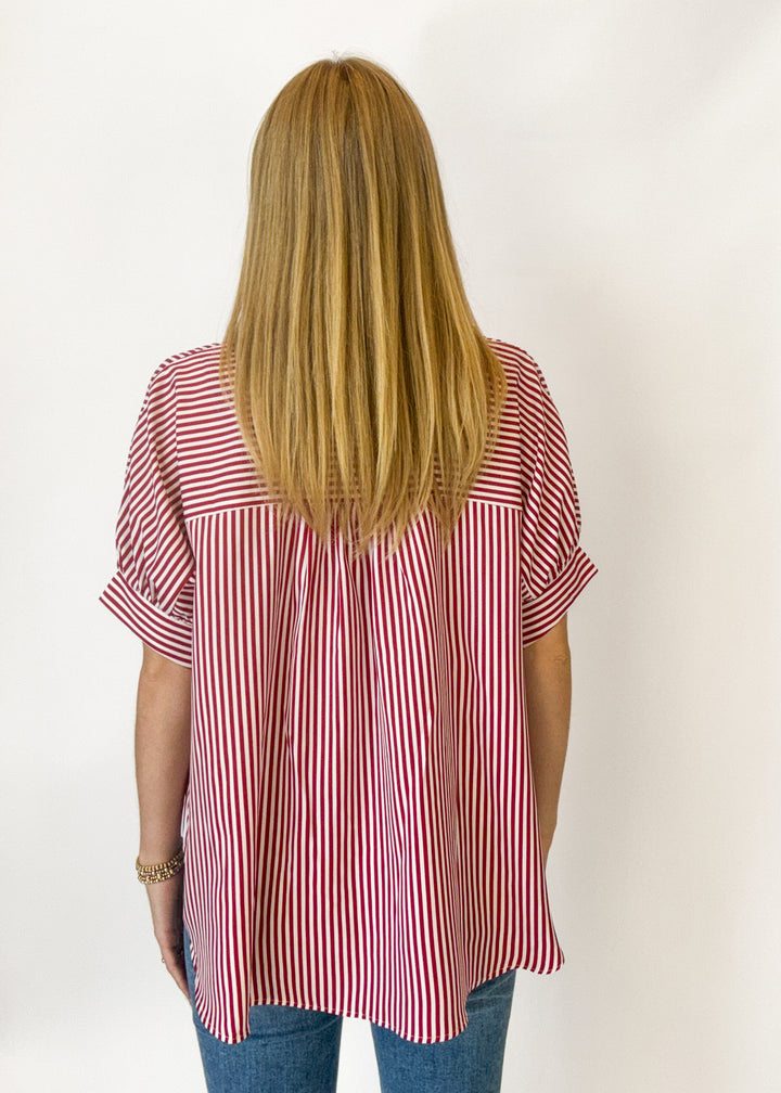 Emily Oversized Button Down - Red