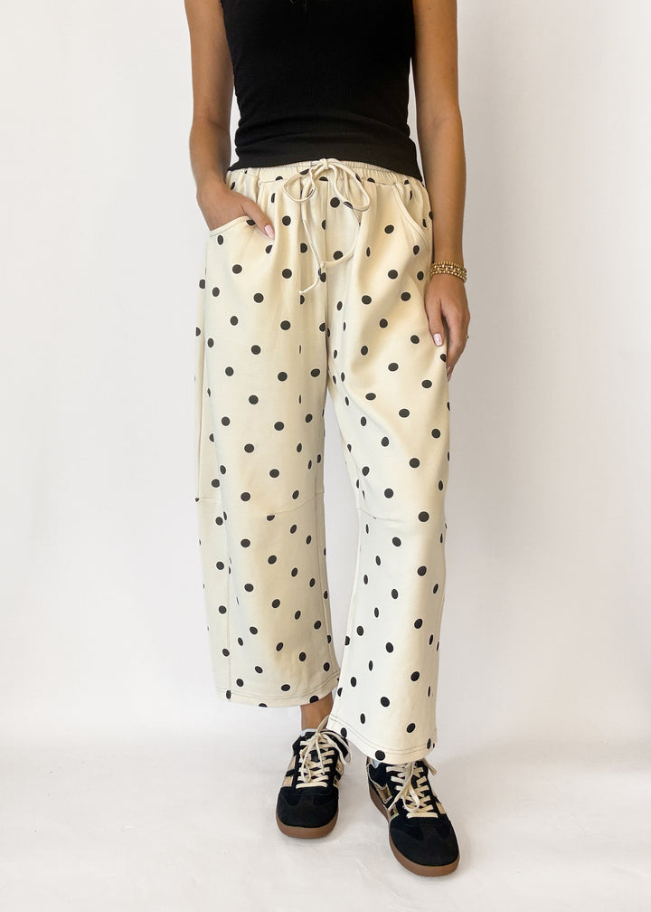 Shea Polka Dot Barrel Pants - Cream/Black