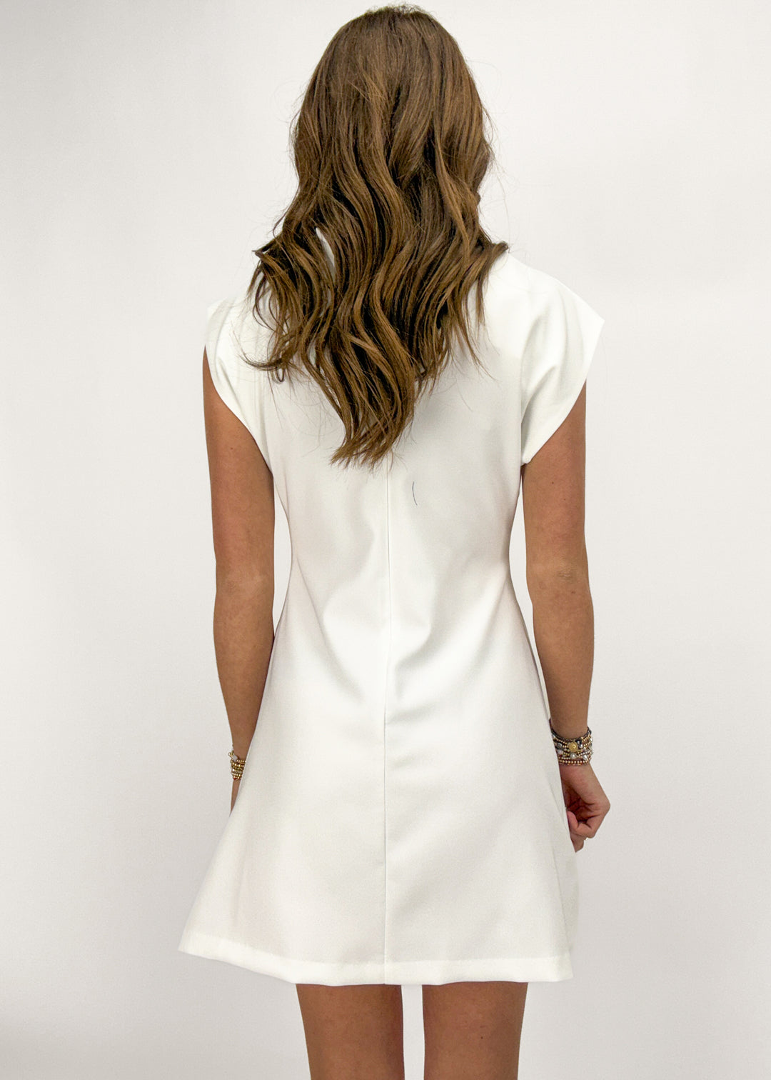 Carley Pleated Mini Dress - White