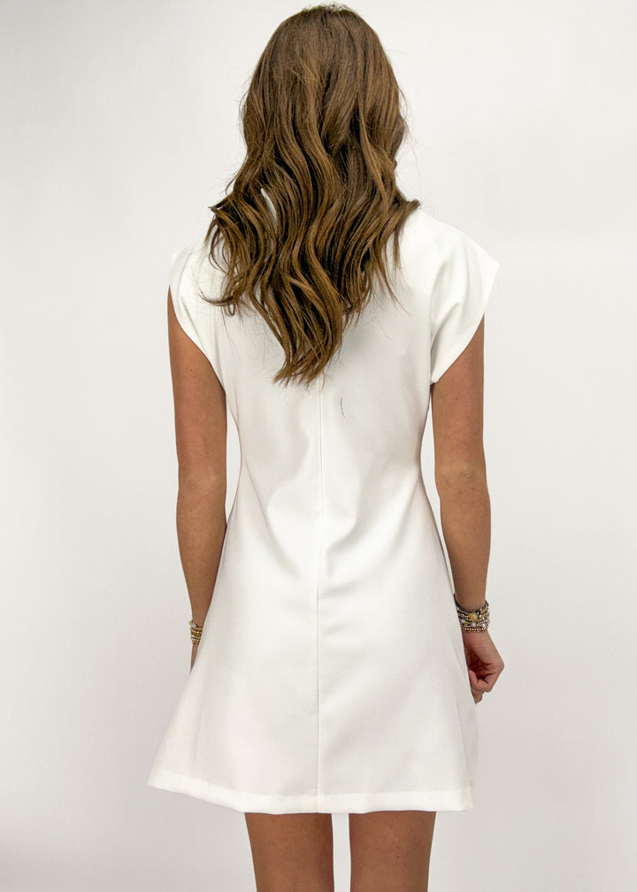 Carley Pleated Mini Dress - White
