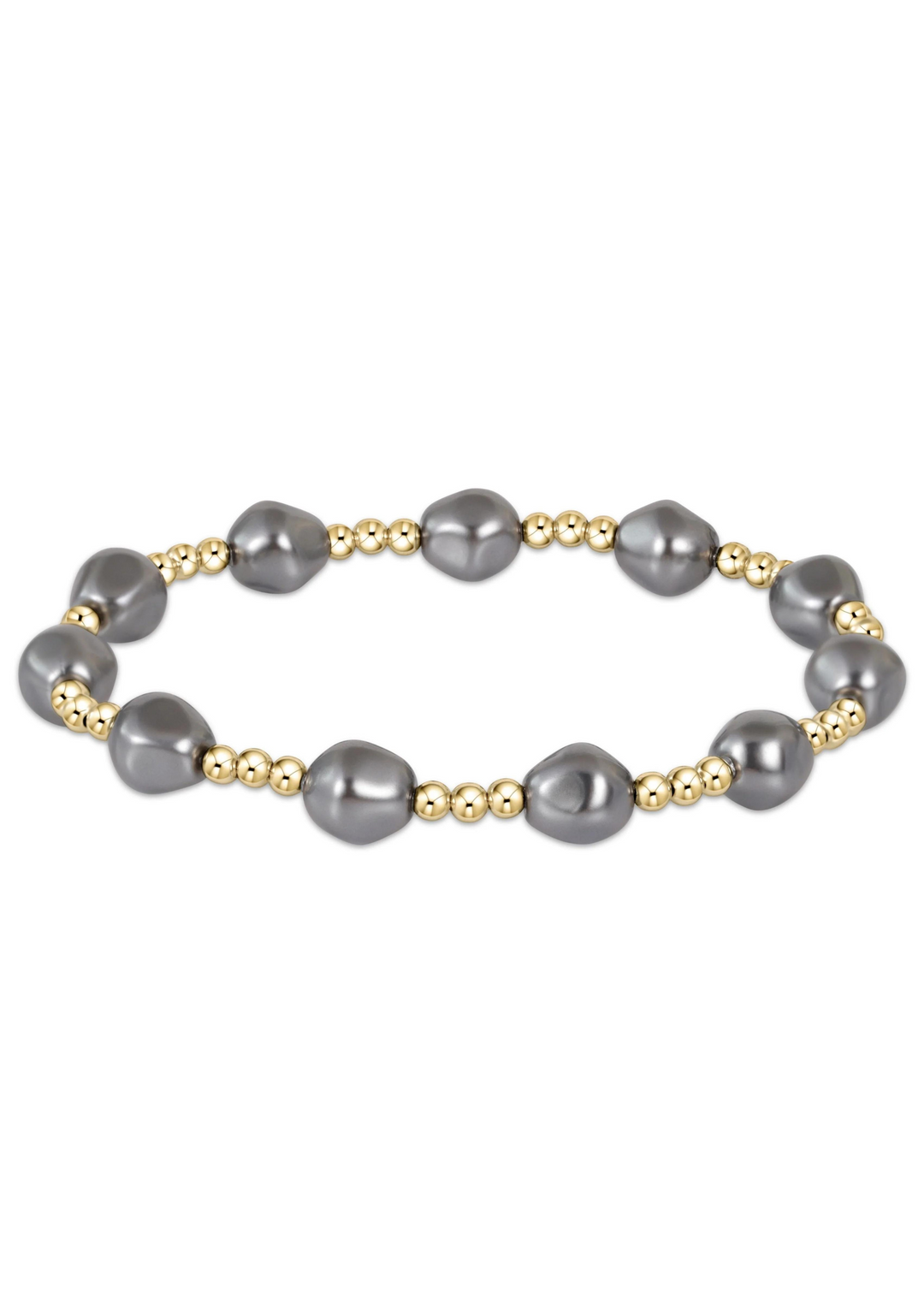 Admire Gold 3mm Bead Bracelet - Pearl/Dark Grey