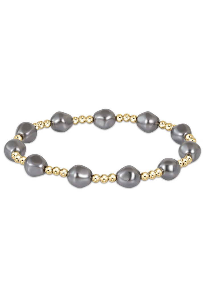 Admire Gold 3mm Bead Bracelet - Pearl/Dark Grey