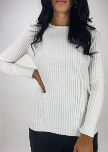 Rib Crew Neck Top-Ivory