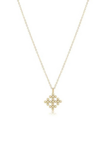 16" Necklace Gold-Classic Beaded Signature Cross Encompass Gold Charm