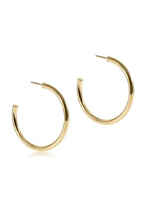 Round Gold 1.5" Post Hoop 3mm-Smooth