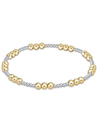 Classic Joy Pattern 4mm Bead Bracelet-Mixed Metal