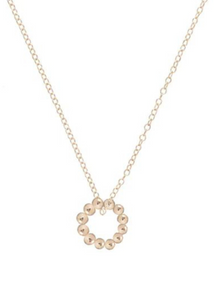 16" Necklace Gold - Classic Beaded Halo Gold Charm 2mm