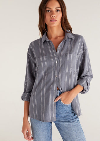 Sunday Striped Button Up Shirt-Worn Indig